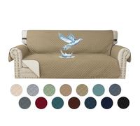 WWQQKJ Copridivano Impermeabile 1 Posto, copripoltrona, Protezione Universale for Divano con braccioli, Antiscivolo e Spesso, Protezione dai Graffi di Gatti e Cani(Kaki,3 Places)