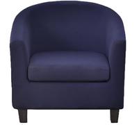 WWQQKJ Copripoltrona 1 Posto Chesterfield Elasticizzato 2 Pezzi Tinta Unita Fodere Poltrona da Cocktail Antiscivolo con Coprisedile per Bar Soggiorno Camera da Letto Club(Blu Navy)