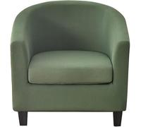 WWQQKJ Copripoltrona 1 Posto Chesterfield Elasticizzato 2 Pezzi Tinta Unita Fodere Poltrona da Cocktail Antiscivolo con Coprisedile per Bar Soggiorno Camera da Letto Club(Army Green)