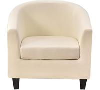 WWQQKJ Copripoltrona 1 Posto Chesterfield Elasticizzato 2 Pezzi Tinta Unita Fodere Poltrona da Cocktail Antiscivolo con Coprisedile per Bar Soggiorno Camera da Letto Club(Beige)