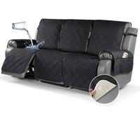 WWQQKJ Copripoltrona Relax Reclinabile Trapuntato Impermeabile 1 Posto, Copertura Salvadivano per Poltrona Antiscivolo Antivegetativa per Protezione Divano con Fascia Elastica(Nero,3 Posti)