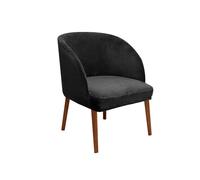 WWQQKJ Velluto Coprisedia Elasticizzati Rotondi Schienale con Braccioli 2/4/6 Pezzi Fodera per Sedia da Pranzo Poltroncina Scandinava Cucina Copertura Sedie Sala Pranzo(Black Nero,2PCS)