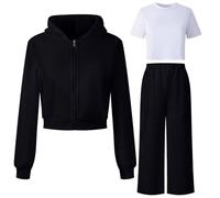 WWricotta Bambine, Tuta da Ginnastica in Pile con Cappuccio da 2 Pezzi per, Morbida E Comoda, con Maglia A Maniche Lunghe E Pantaloni, per Giocare E per Un Abbigliamento, Tendenza Estate 2025
