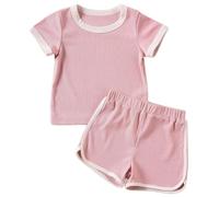 WWricotta Bambini, Vestiti Estivi per Bambine, Completino per, Top Corto A Maniche Corte + Pantaloncini, Tuta Sportiva per, Tessuto Morbido per La Pelle