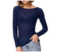 WWricotta Blusa Trasparente in Maglia con Maniche Lunghe, Perfetta per Serate Eleganti, Tessuto Leggero e Fluido, da Indossare su Canotta o Top.