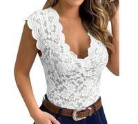 WWricotta Camicetta a V in Pizzo Raffinato per Donna, Top Sexy e Moderno, Ideale da Indossare sotto Giacche o da Solo per Un Effetto Seducente/A
