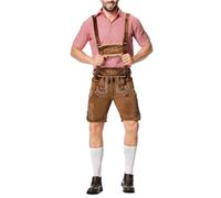 WWricotta Camicia a Quadri Tradizionale da Uomo per la Festa della Birra, Pantaloni con Bretelle Ricamati