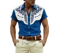 WWricotta Camicia Grafica a Maniche Corte con Stampa Western Medievale, Comoda e da Indossare Tutti i Giorni/A