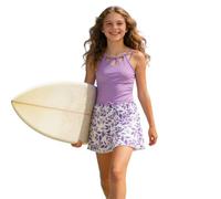 WWricotta Costume da Bagno a Due Pezzi con Gonna per Ragazze, Stampa Tropicale, Top e Slip con Gonna, Ideale per Adolescenti/A