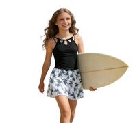 WWricotta Costume da Bagno a Due Pezzi con Gonna per Ragazze, Stampa Tropicale, Top e Slip con Gonna, Ideale per Adolescenti/A