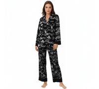 WWricotta Elegante Pigiama da Donna in Raso di Stampato per la casa, Comodo Cardigan a Maniche Lunghe, Perfetto per Il Tempo Libero Quotidiano.