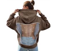 WWricotta Felpa con Cappuccio in Morbida Maglia di Velluto Senza Schienale, Elegante e Leggera, per Un Caldo Autunno Inverno/A