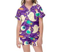WWricotta Pigiama e Vestaglie per Bambine, Comodo Set Pigiama a Maniche Corte per Bambini con Top Stampato e Pantaloncini con Elastico in Vita per Un Abbigliamento da casa Rilassato.235