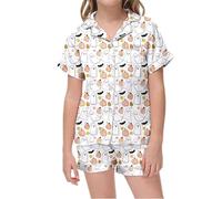 WWricotta Pigiama e Vestaglie per Bambine, Comodo Set Pigiama a Maniche Corte per Bambini con Top Stampato e Pantaloncini con Elastico in Vita per Un Abbigliamento da casa Rilassato.62