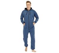 WWricotta Ropa de dormir para Hombre Color sólido Manga Larga Cremallera Cuello en V Sudadera con Capucha Ropa de dormir Mamelucos