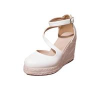 WWricotta Scarpe da sposa plateau tacco grosso P2mps con cinghie, comode e stabili per il grande giorno