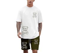 WWricotta Set casual uomo con stampa dietro, tessuto traspirante, ideale per attività all'aperto e relax quotidiano/A