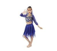 WWricotta Set Danza del Ventre per Bambina, Gonna Corta e Top con Paillettes, Velo Incluso, Ideale per saggi e Feste a Tema/A