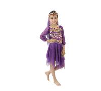 WWricotta Set Danza del Ventre per Bambina, Gonna Corta e Top con Paillettes, Velo Incluso, Ideale per saggi e Feste a Tema/A