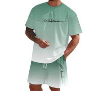 WWricotta Set uomo 2 pezzi, maglietta a maniche corte stampata, pantaloncini, camicia erotica e pantaloni tre quarti/A