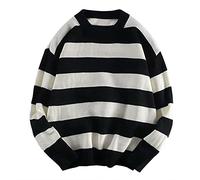 WWricotta Suéter casual a para hombre Top Rip Suéter de manga larga Suelto Cálido Cuello redondo Sudadera Blusa
