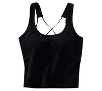 WWricotta Top da donna in tinta unita con retro bellissimo, spalline sottili, lunghezza in vita, reggicalze, slim fit, top sportivo