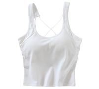 WWricotta Top da donna in tinta unita con retro bellissimo, spalline sottili, lunghezza in vita, reggicalze, slim fit, top sportivo