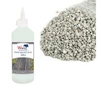 WWS Kit 1kg Pietrisco & 500ml Colla per Massicciata - Grigio Chiaro Medio