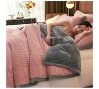 WWYL Coperta A Doppio Strato Vellutata in Pile,Coperta Plaid di Pile Flanella, Morbida Righe Plaid Divano Coperta Letto Matrimoniale,Facile da Curare, Calde (Rosa B,200x230 cm 2.2kg)