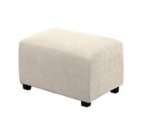 WWYL Copri Pouf Elasticizzato Copertura dell'Ottomano in Tessuto Elastico, Lavabile Jacquard Copri Ottomano (Bianco Naturale,Grande)