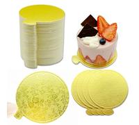 WWYSSZ 100 Pezzi Mini Carta Vassoio Torta per Torte Rotondi, 9 cm Vassoi Rotondi in Cartone Tavole Rotonde per Mousse, Cake Dessert Display Vassoio in Cartone, per Torte, Mousse, Dessert (Oro)