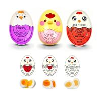 WWYSSZ 3 Pezzi Egg Timer Uova Sode, Timer Uovo con Cambio Colore, Indicatore per Cottura Uova (Morbido,Medio,Duro), Design Gallina Divertente, Riutilizzabili, per Famiglie, Bambini, Colazioni