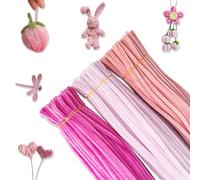 WWYSSZ 300 Pezzi Scovolini Rosa per Lavoretti, 30 cm Scovolini Pipa Ciniglia Rosa, Bastoncini Decorativi in Ciniglia, Pulitori per Pipe, per Progetti fai da te, Creativo DIY Creativo Natale