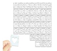 WWYSSZ 42 Pezzi Stencil Lettere e Numeri Piccoli 5cm/2inch Alfabeto Normografo Letter Stencils Riutilizzabili Modelli Kit di Stencil ad Incastro, per Fai Da Te Scrapbooking Pittura pareti segnaletica