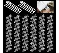 WWYSSZ 60 Pezzi Ganci per Tende in Acciaio Inox con 4 Denti, Gancetti per Tende Gancio Tenda in Metallo, Ganchos Tenda per Arricciatura a Piega Fissa,per Tutte le Tende,Tenda per Porta Doccia(Bianco)