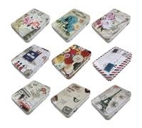 WWYSSZ 9 Pezzi Mini Scatole Rettangolari Metallo, Multicolore Contenitore Metallo Piccola Scatola Vuote di Latta con Coperchio, per Caramelle, Chiavi, Pillole, Piccoli Oggetti, 9x6,5x2,5cm, Vintage