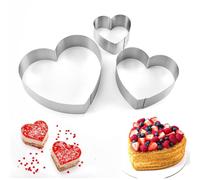 WWYSSZ Set di 3 Anelli per Torte a Forma di Cuore, 10/15/20cm Coppapasta Cuore in Acciaio Inox per Torte, Stampo da Forno a Forma di Cuore per Torta, Pasticceria, Dessert, Biscotti, Vacanze, Feste