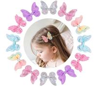 WWZ889 12 fermagli per capelli a forma di farfalla, in tessuto, con fiocco, accessori per capelli, per bambine, adolescenti e bambini