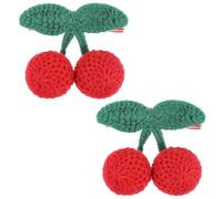 WWZ889 2 fermagli per capelli a forma di ciliegia, fatti a mano, all'uncinetto, accessori per capelli a fragola, fermagli per capelli a coccodrillo, per donne, ragazze e bambini