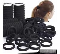 WWZ889 200 elastici per capelli neri da donna, senza cuciture, spessi, elastici per capelli, non dannosi per coda di cavallo, per trecce di lunga durata