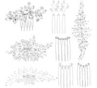 WWZ889 44 accessori per capelli da sposa, con perle finte, cristalli, strass, fermagli e pezzi floreali per sposa e damigella d'onore (stile elegante)