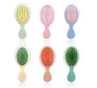 WWZ889 6 mini spazzole bagnate da viaggio, adatte per la maggior parte dei tipi di capelli, multicolore