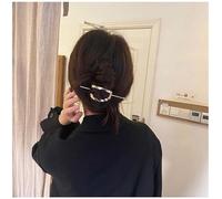 WWZ889 Accessori per capelli in metallo, motivo geometrico, in lega d'argento, clip, supporto per chignon, spilla decorativa e supporto per capelli per donne e ragazze