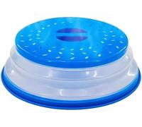 WWZ889 Copertura per forno a microonde per alimenti senza BPA, 26,7 cm, rotonda con impugnatura (blu)