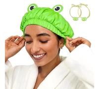 WWZ889 Cuffia da bagno impermeabile riutilizzabile a doppio strato con fascia elastica per capelli, cuffia da doccia verde per donne e saloni spa, piccola