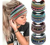 WWZ889 Fasce per capelli da donna, alla moda, elasticizzate, larghe, annodate, a turbante, elastiche, antiscivolo, per yoga, corsa, fascia morbida per capelli, accessori per capelli, confezione da 4
