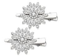 WWZ889 Fermagli per capelli con cristalli, grandi e scintillanti, design a coccodrillo, in metallo, antiscivolo, con motivo floreale, forcine per capelli alla francese, per donne e ragazze, accessori