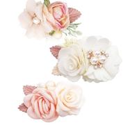 WWZ889 Fermagli per capelli con fiore per bambina, antiscivolo, completamente foderati, accessori per capelli per neonati, 3 pezzi