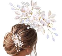 WWZ889 Fermaglio per capelli da sposa con cristalli, forcine per capelli con perle e strass, accessori per capelli floreali per spose, damigelle d'onore, donne e ragazze