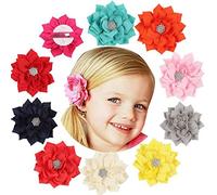 WWZ889 Fermaglio per capelli in chiffon per bambine, con strass, per bambine e ragazze, set da 2 (rosso anguria)